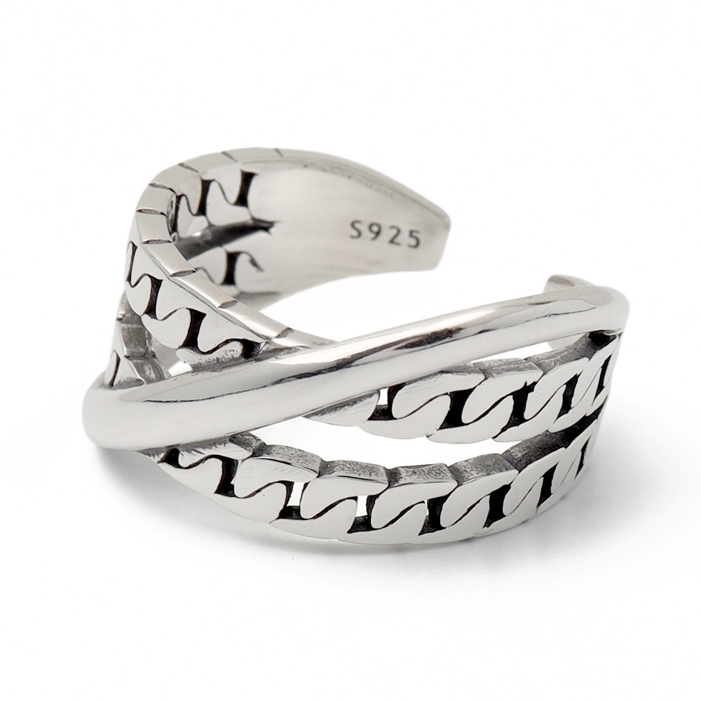 925 喜平チェーンリング 3連 [cr406]