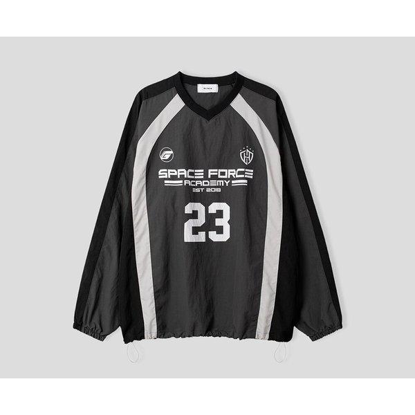 男性用フォース23 Vネックトラック長袖Tシャツ RM-TSA-Q052-黒色