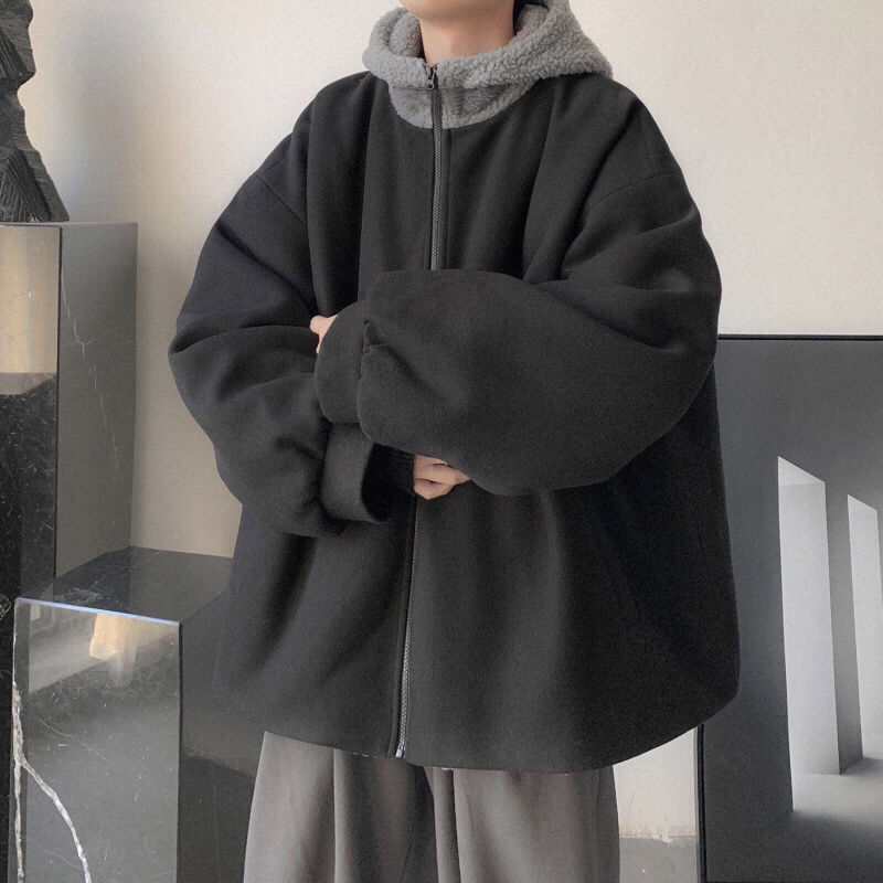 【裕福になる】 人気新作 メンズ ラムズウールアウター 韓国ファッション 百掛け フード付きアウター カジュアル ゆったり 港風 パーカー