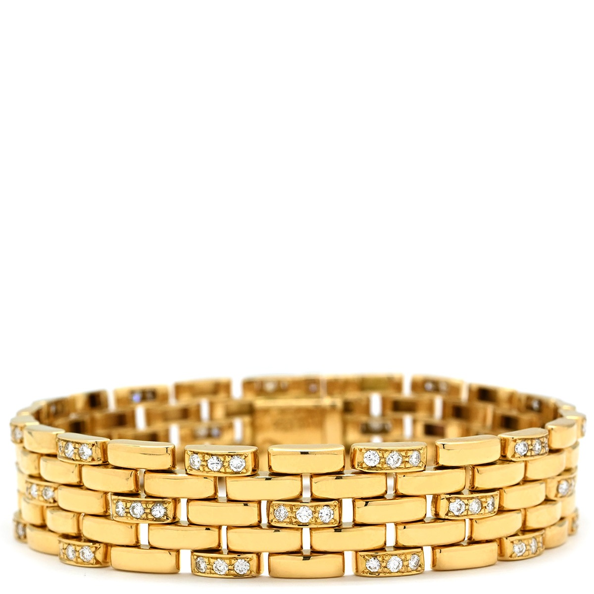 カルティエ ブレスレット マイヨン パンテール イエローゴールド×白 Cartier 750 18K 18金 YG 5ロウ ダイヤ チェーンリンク 【中古】