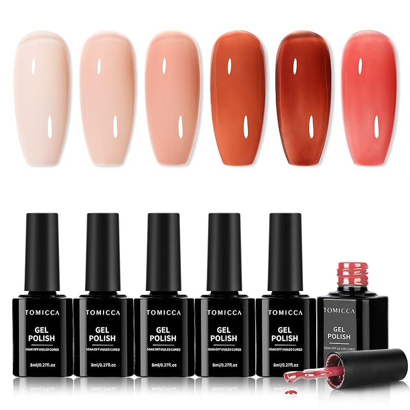TOMICCA ジェルネイル カラージェル 透け感 シアーカラージェル ネイルアート6色セット 透明感ある 8ml UV/LED対応 初心者＆プロ適用 ポリッシュタイプ セルフネイル