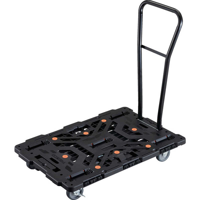 トラスコ中山　TRUSCO連結式樹脂製平台車ビートル900X600自在3輪内2輪ストッパー付脱着式ハンドル付 　BT900J3S2HE100