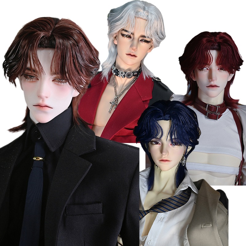 BJDドールウィッグ ウルフヘア 柔らかい高温糸 ゴールド グレー ネイビー ブラウン ワインレッド ブラック SD/小顔sd/MSDサイズ球体関節人形用ウィッグ