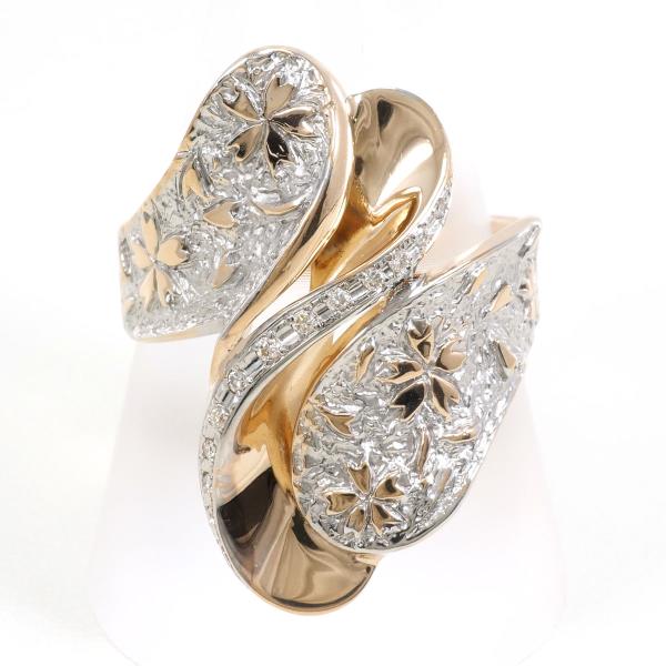 K18 18金 WGPG リング 22.5号 ダイヤ 0.09 カード鑑別書 ジュエリー 中古