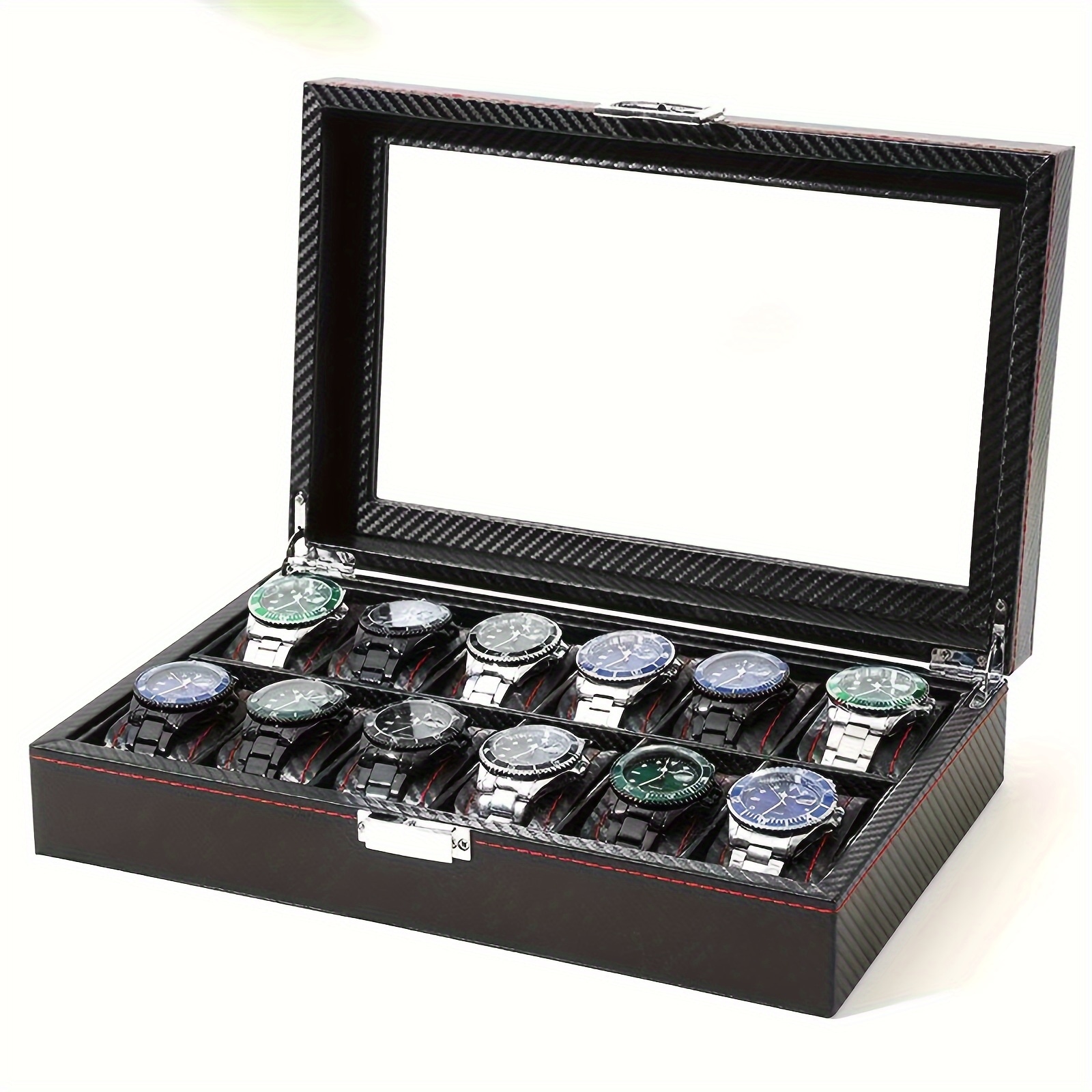 腕時計 収納ケース 12本収納 12スロット 時計ボックス ラグジュアリー カーボンファイバー ウォッチボックス 収納ボックス レザー おしゃれ インテリア