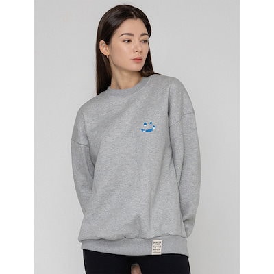 グレイバースカイクラウドドローイングスマイルスウェットシャツグレー