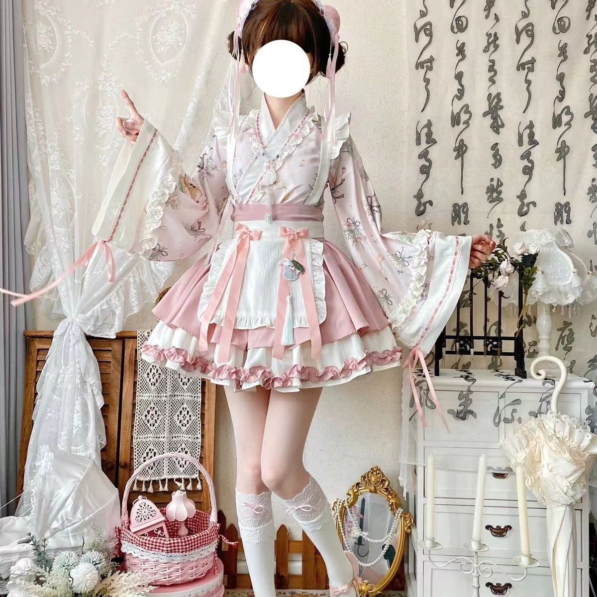 ワンピースドレスドレスワンピース ドレス ロリータ大袖裾スカートロリータ可愛いメイド服セット ハロウィン コスプレロリータ ロリータ