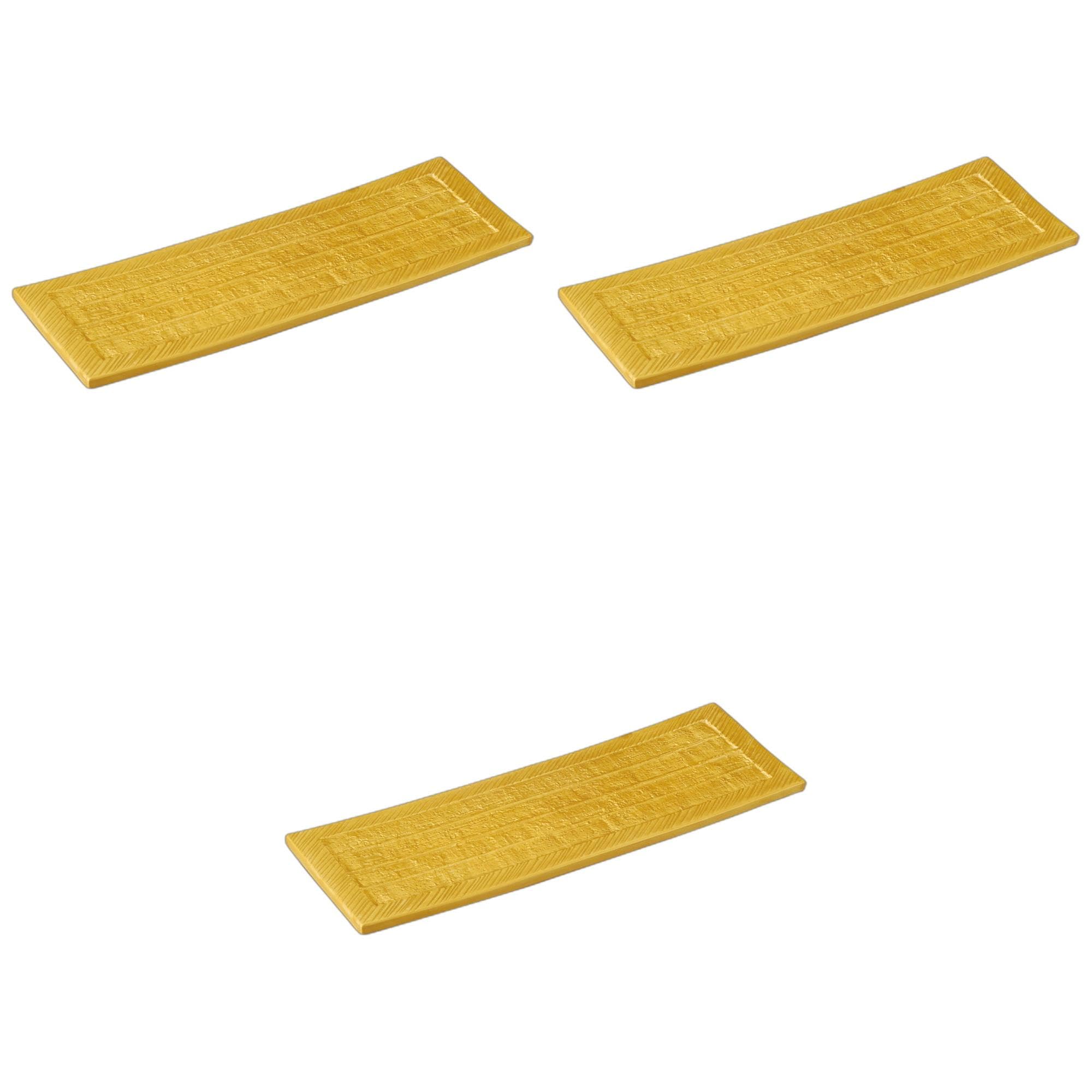 セトモノホンポ(Setomonohonpo) 3個セット ゴールド長角皿 [ 32.5×11.3×2.5cm ] 長皿陶磁器