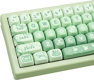 キーキャップ MOAプロファイル かわいいキーキャップセット 133キー 昇華型キーキャップ キープラー付き Cherry Gateron MXスイッチ用 メカニカルゲーミングキーボード(グリーンカ