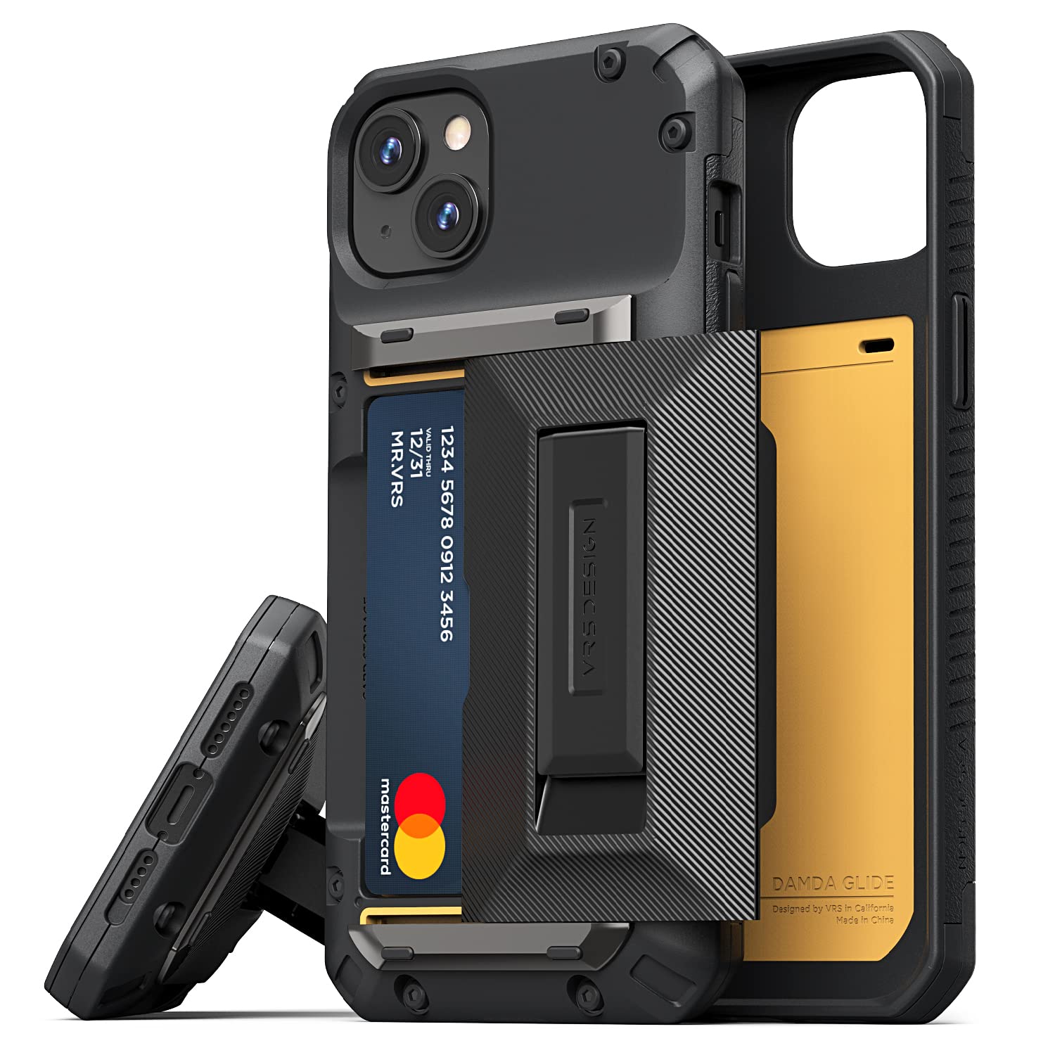 【VRS】 iPhone14Plus 対応 ケース カバー 耐衝撃 ストラップホール / スタンド 付 スマホケース 衝撃吸収 背面 カード 収納 スタンド機能 付 スマホカバー カード収納 耐衝撃ケ