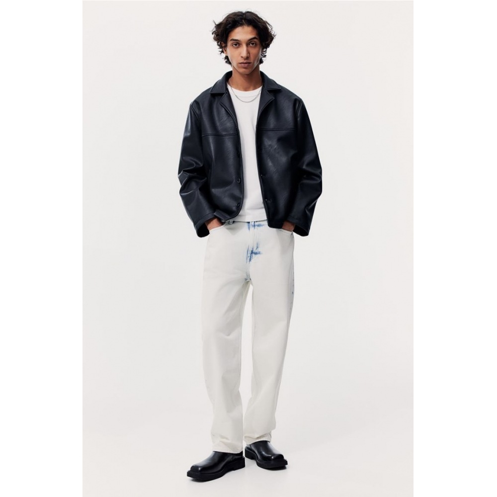 H&M ルーズフィットジーンズブルーホワイト