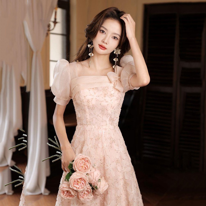 女性用イブニングドレス2024スタイル大人ドレスアートテストホストは通常着用可能