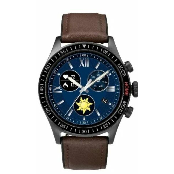 タイメックスNew Mens Smartwatch Digital 43mm Leather Strap St Steel Watch With Box