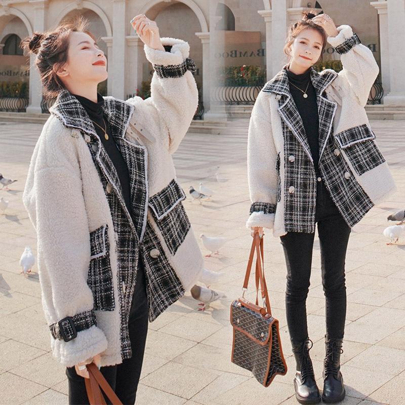 ファーコート ボアジャケット レディース 冬 40代 新品 エコボアコート チェック柄切り替え エコ毛皮コート厚手 モコモコオーバー 暖かい ファージャケット