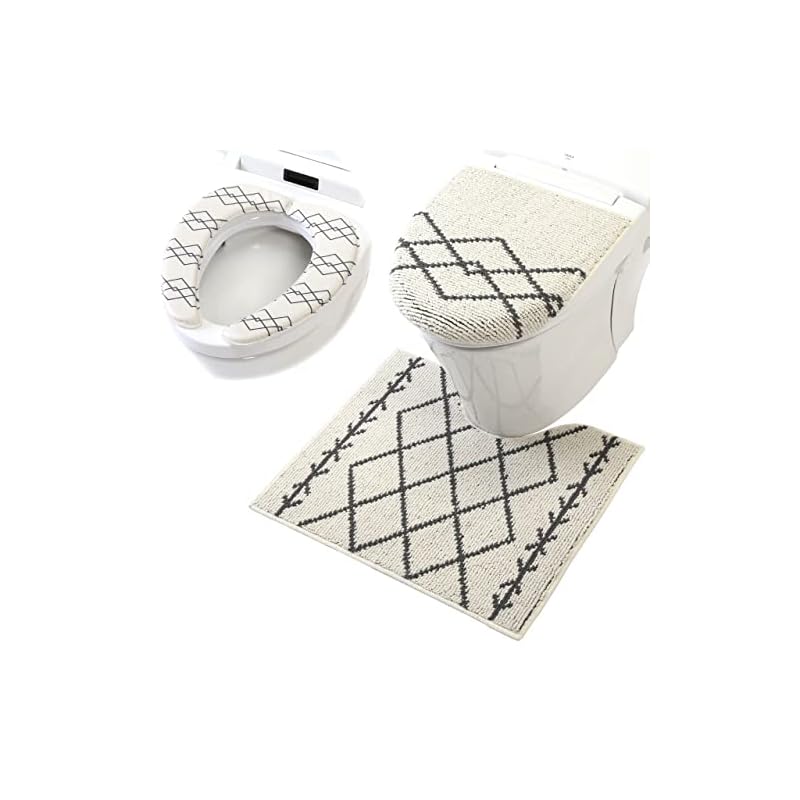 ヨコズナクリエーション バス トイレタリー (トイレマット&フタカバー&便座カバー セット, ベニワレン アイボリー)