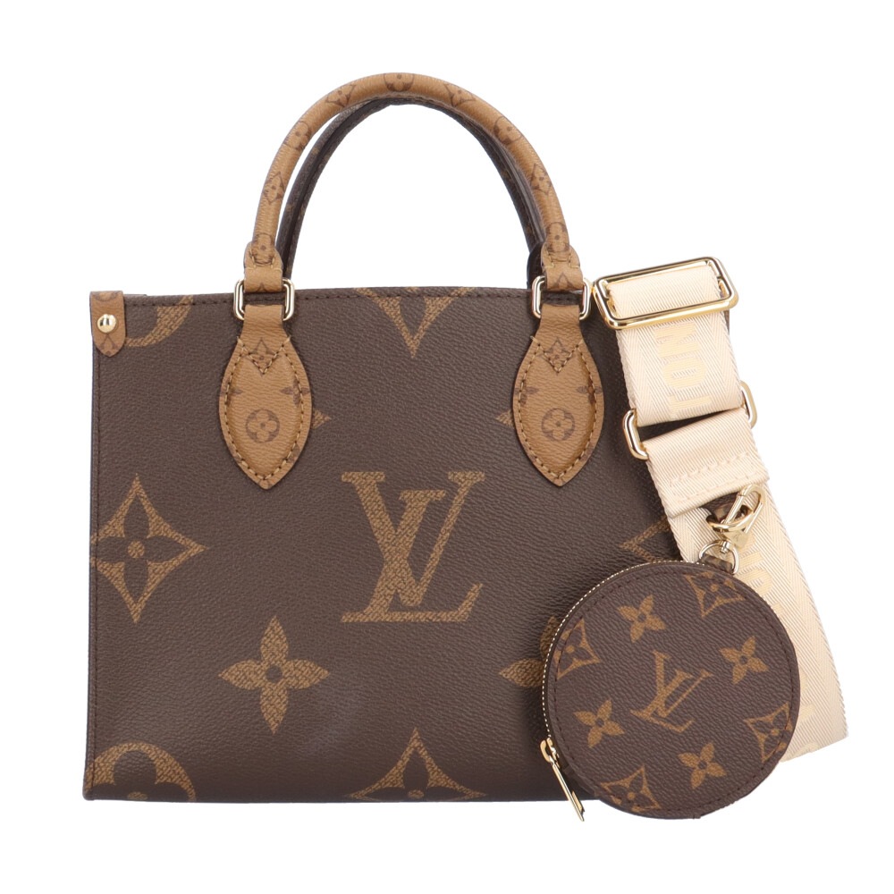 ルイヴィトン オンザゴー PM ジャイアントモノグラム ショルダーバッグ モノグラムキャンバス M46373 ブラウン LOUIS VUITTON 中古 美品