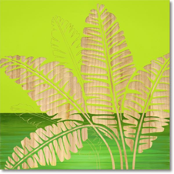 ユーパワー ウッドスカルプチャーアート 60×60cm 「バナナリーフ」GR+NP 11,866円