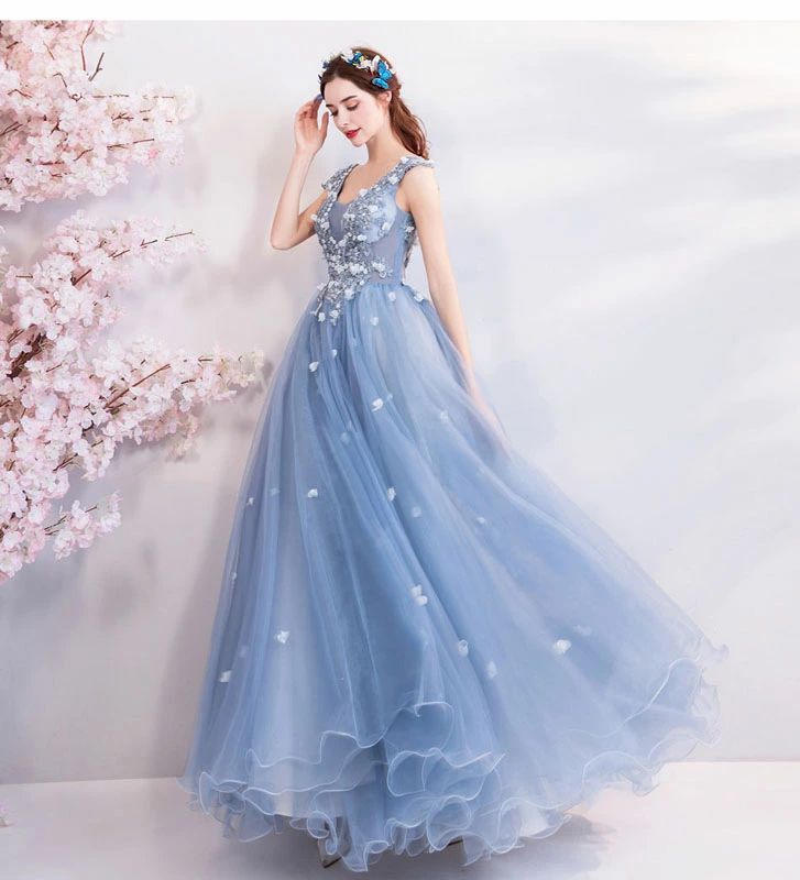 本日のプロモーションロングドレス 演奏会 カラードレス 水色 花嫁 カクテルドレス 結婚式 上品 パーティードレス ブルー 二次会 イブニングドレス 透け感 海外挙式 お嬢様 発表会 コンサート 大