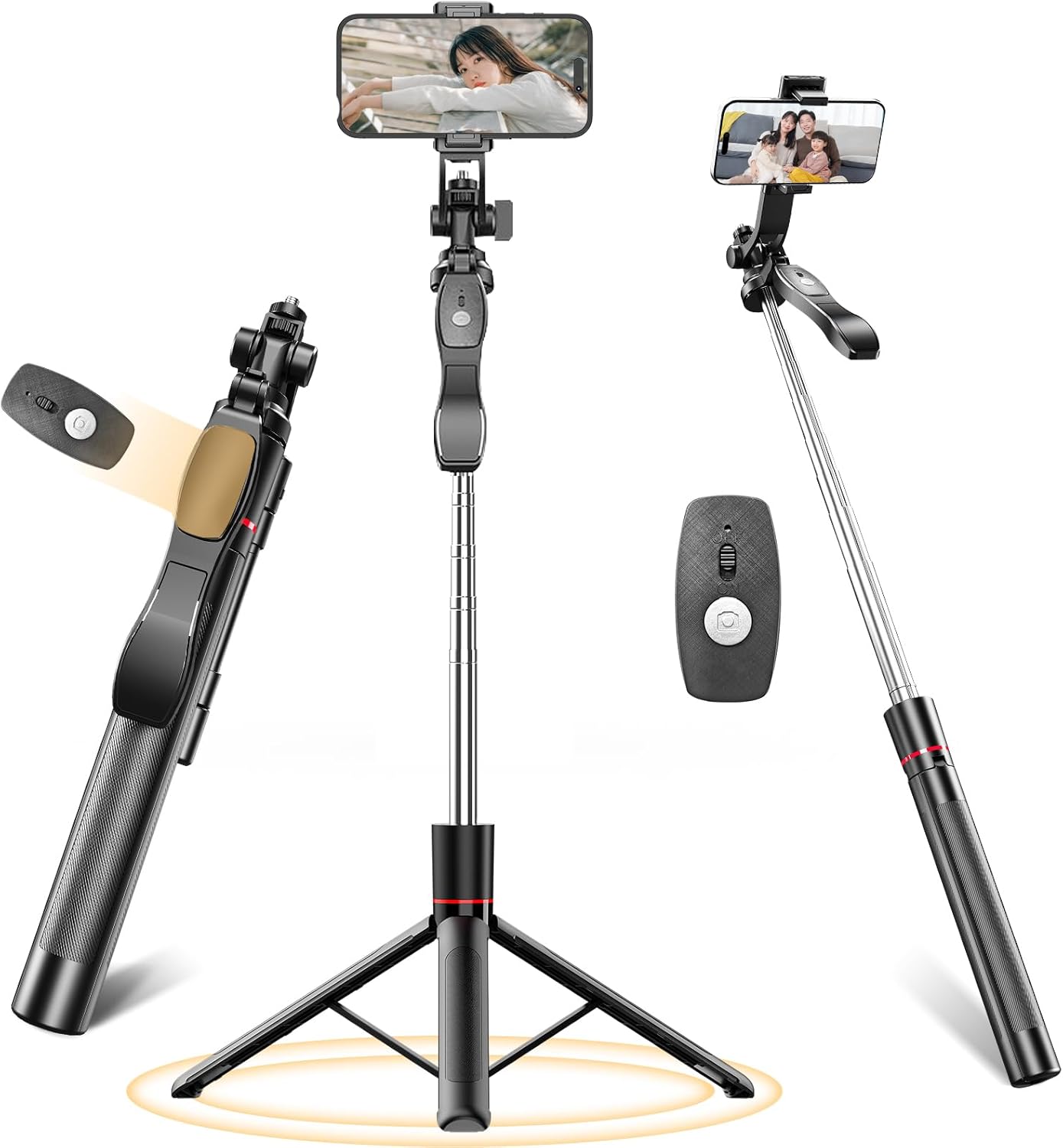 スマホ用三脚スタンド 伸長170cm 電池式 1/4ネジ対応 360度回転 スマートフォン対応
