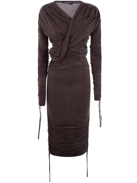BALMAIN Women Mid Skirts GF0R9424JJ77 8DV WARM BROWN