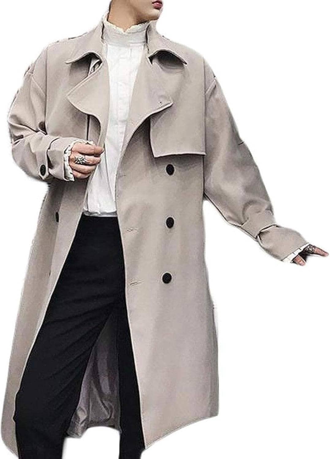 メンズ トレンチコート チェスターコート ロング丈 スプリング 韓国ファッション メンズコート 洋服 コート 無地 ロングコート 秋 冬
