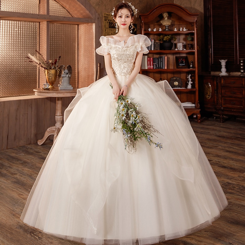 ワンショルダーメインウェディングドレス 2024 ブライダルメイン ガーゼ シンプル 小さめ フロアレングス ハイウエスト お出かけ ガーゼ