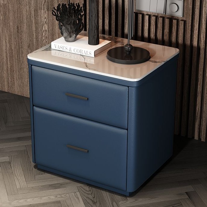 キャビネット 2段 ラグジュアリー 収納 おしゃれ かわいい コンパクト 木製 サイド ボード スレート 天板 オレンジ ブラウン ブルー