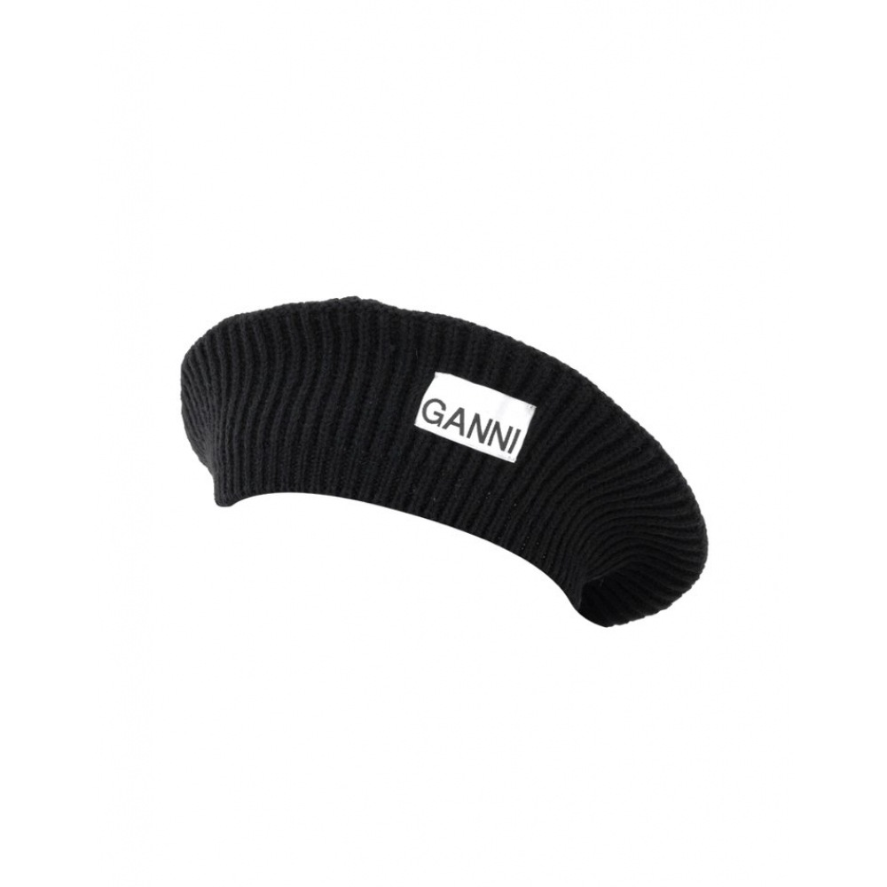 ガーニ A4430 099 ウールリブベレー帽ブラック