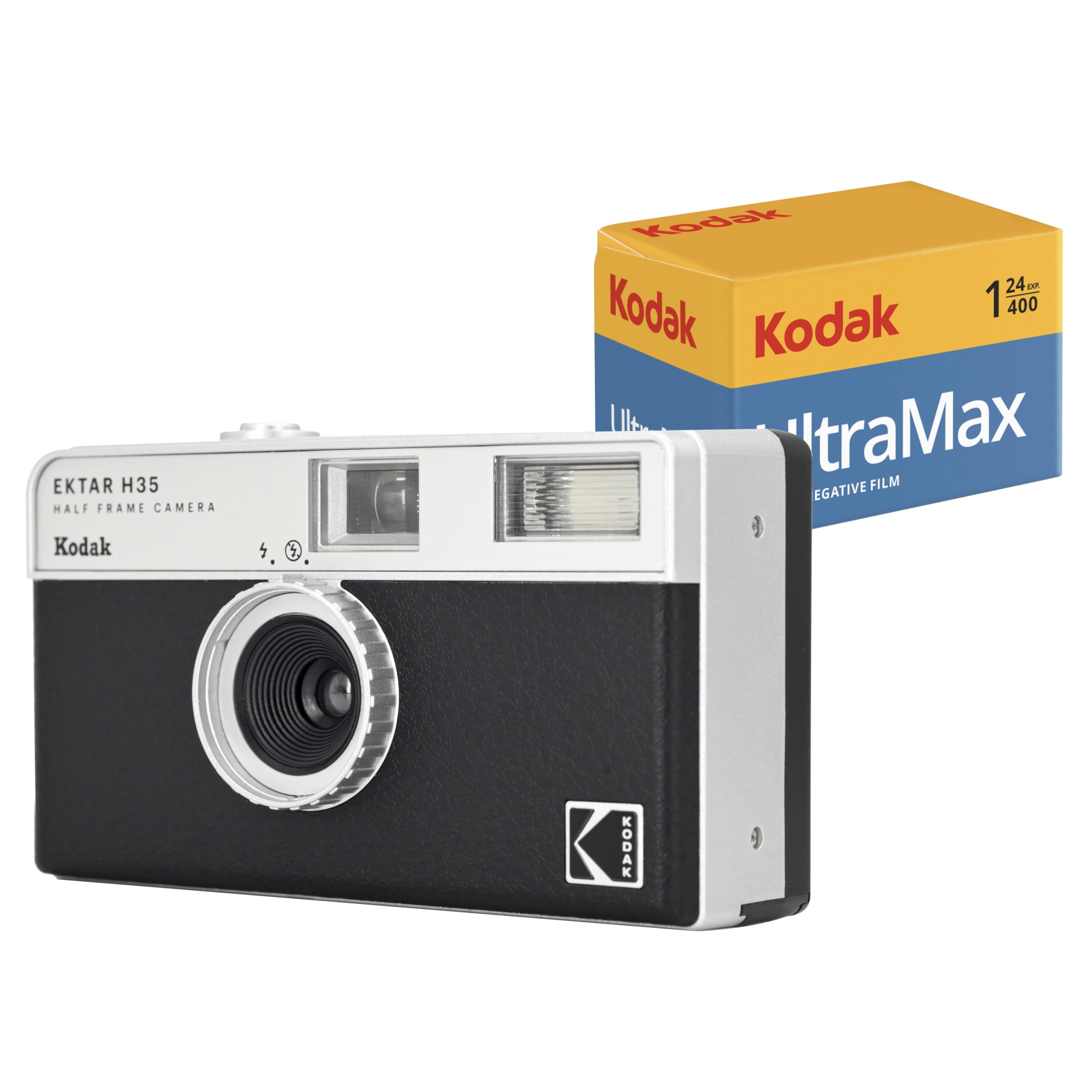 コダック(Kodak) 【国内正規品】 EKTAR H35 ハーフフレーム フィルム カメラ (ブラック) Kodak Ultramax 400/24EXP 35mm ロール フィルム付きバンドル