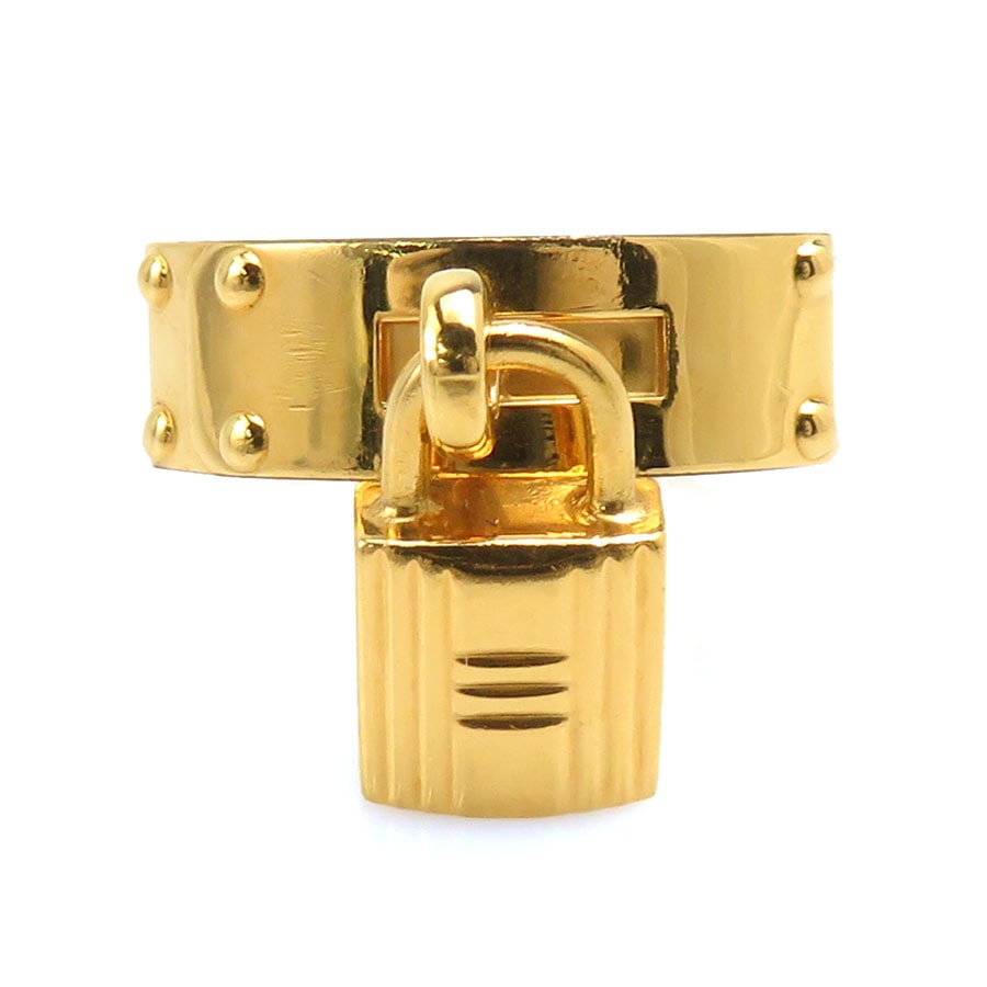 エルメス HERMES スカーフリング ケリーチャーム メタル/レザー ゴールド/ブラック レディース e61453