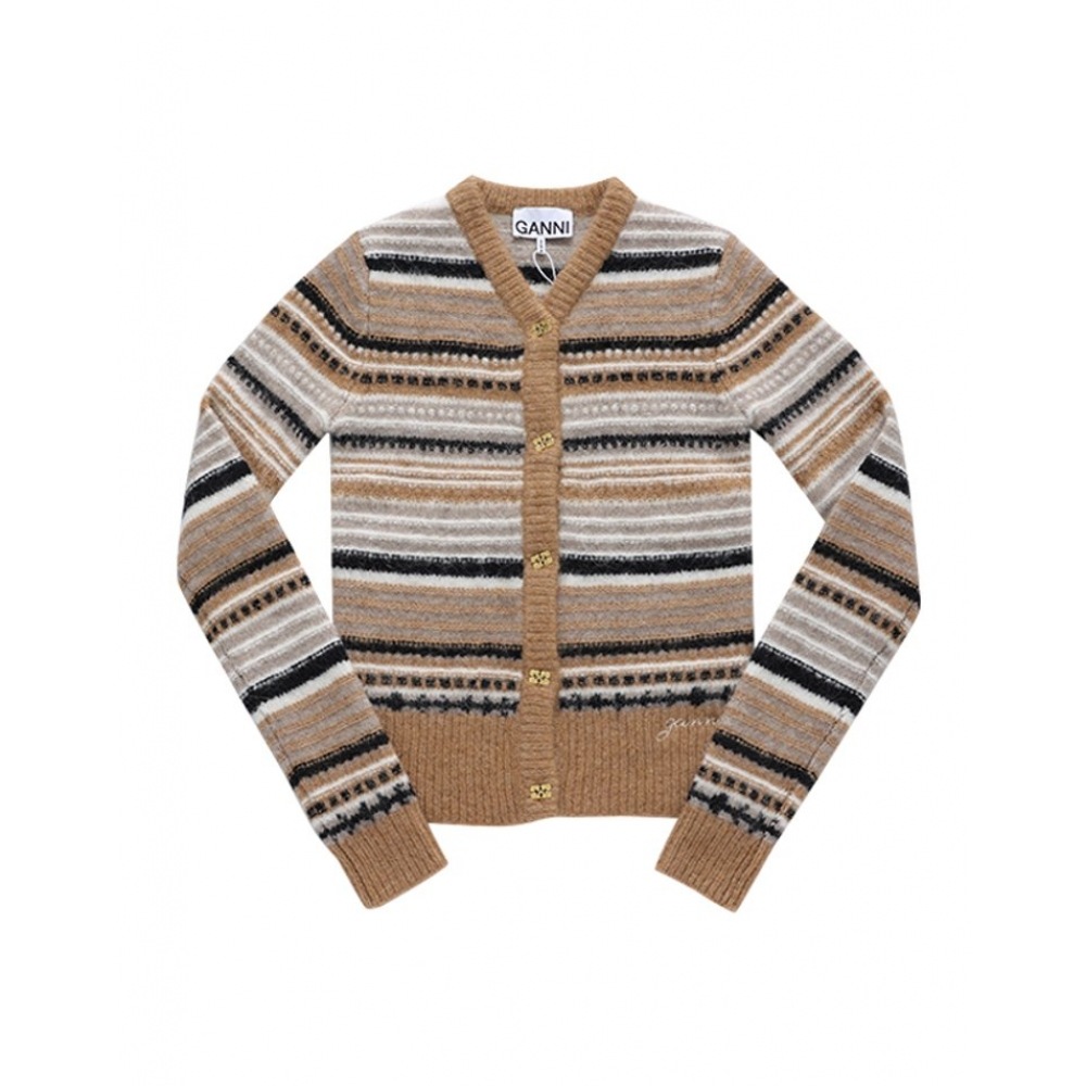 ガニカーディガン K2235 177 ストライプソフトウールレディースカーディガン即日発送