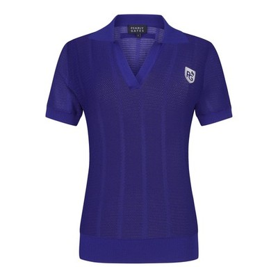 正規品 PEARLY GATES GOLF レディース オープンカラー メッシュ 半袖 Tシャツ