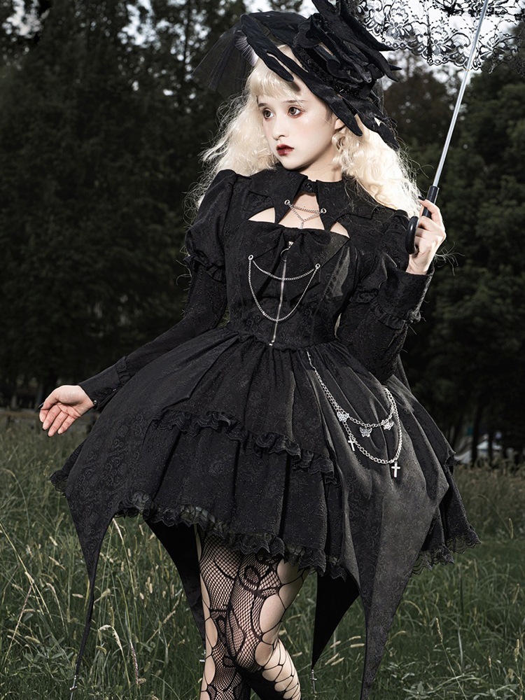 ロリータハロウィンデイリーダークゴシックパンクスタイル長袖ドレスロリータドレス秋冬