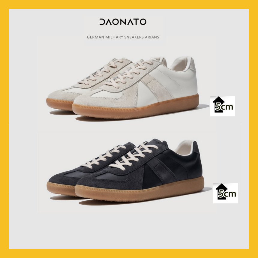 天然牛革ドイツ軍スニーカー ヒール高さ5cm 2 Colors 韓国人気商品, DAONATO ドイツ軍の靴