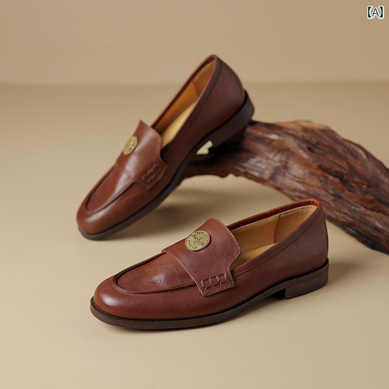 ローファー レディース 通学 通勤 学生 カレッジ 仕事 オフィス ソフト ソール スリッポン 革靴 女性 春秋 カジュアル ラウンドトゥ 多目的 深口 フラット