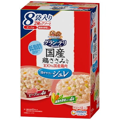 他サイト： 国産鶏ささみ　パウチ　ジュレ　成犬用　８個パック　ビーフ入り＆緑黄色野菜入り　８０ｇ　ＣＲＣ45―08―50―10―20の商品画像