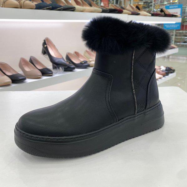 女性防寒ファーアンクルブーツ YACWSB65OBK HSYS3A GN