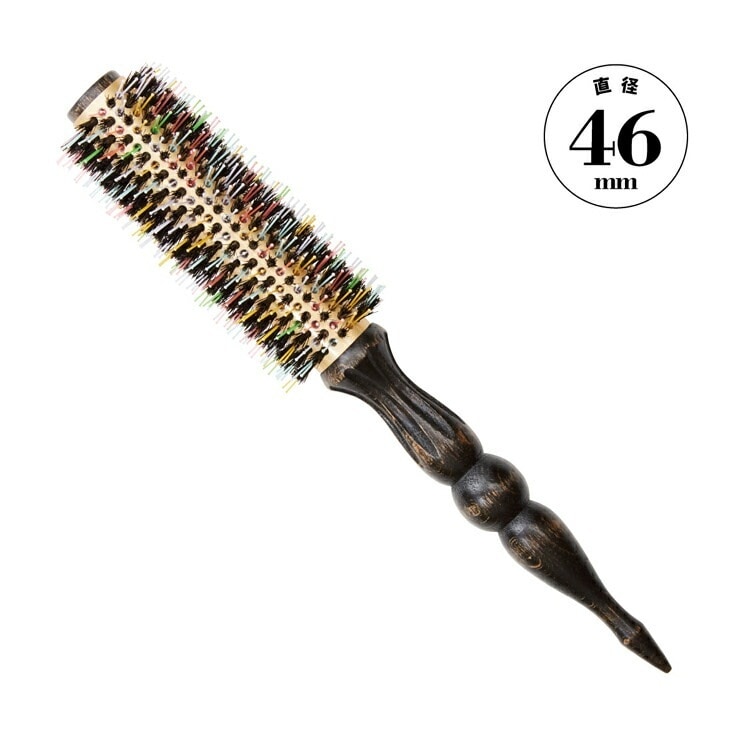 レインボーロールブラシ 46mm 韓国 熱伝導率 猪毛 耐熱 カールヘア カールブラシ ヘアブラシ ブローブラシ ブロー くし 髪 髪の毛 巻き髪 前髪 毛 頭皮 美髪ケア クシ サラサラ 髪 ヨシン