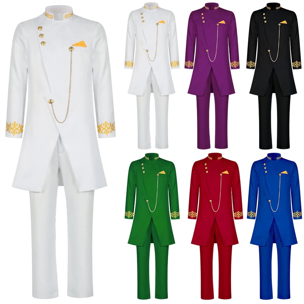 上下セット メンズ 舞台衣装 コスプレ 長袖 ジャケット ベスト 立襟 男性 おしゃれ ステージ衣装 フォマール衣装 演出服 SS-4L 発表会 イベント ダンス ヒップポップ カラオケ かっこいい