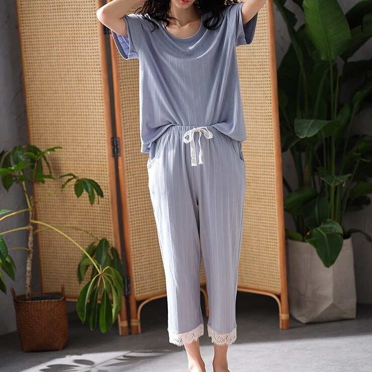 ルームウェア　ナイトウェア　ルームウエア　前開きパジャマ パジャマレディース 半袖 ラウンドネック　レース　フリル　ショート丈　ガーリー カジュアル　カワイイ おしゃれ　韓国　エレガント　韓国　清楚感