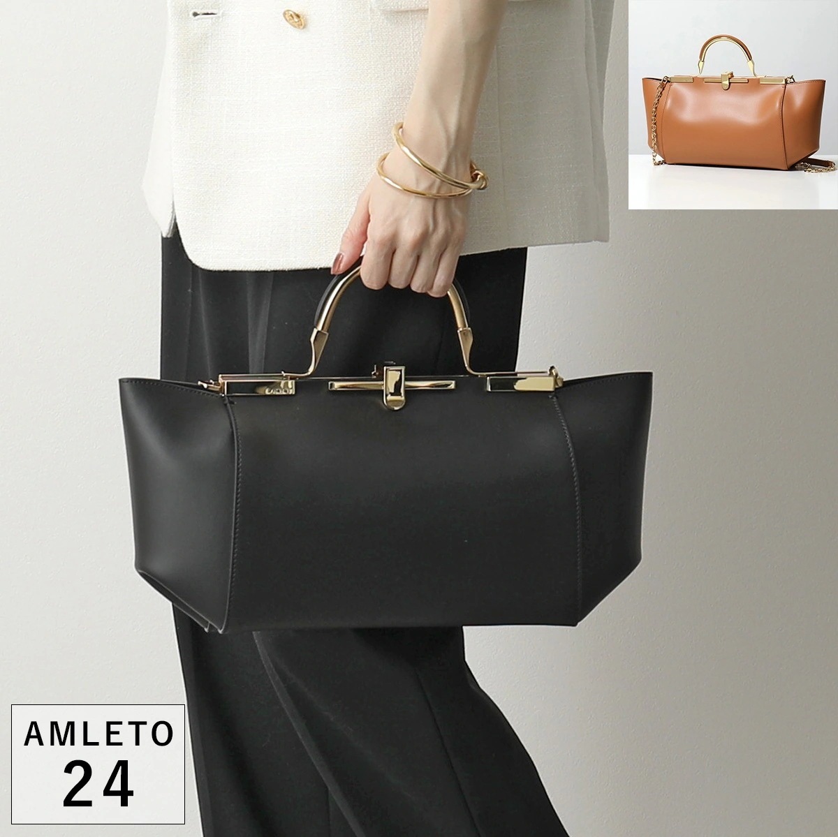 ZANCHETTI ザンケッティ ハンドバッグ AMLETO 24 アムレット 24AM 718 レディース レザー 3WAY BAG M チェーンストラップ