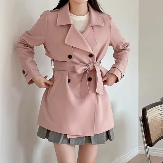 アウター コート 上着 トレンチコート 丈長 袖あり 長袖 襟付き ストレート ワイド リボン ベルト ウエストマーク ウエストリボン ポケット 前開き 2way コンサバ ベルト付 きれいめ 14,448円