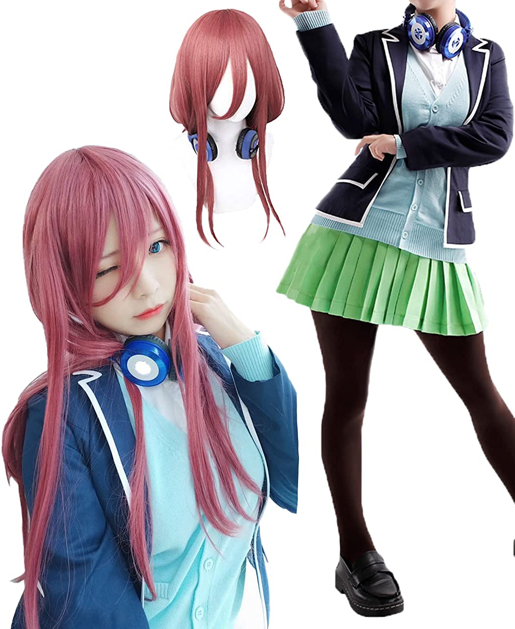 コスプレ衣ウィッグ付き五等分の花嫁中野花中野二乃中野三玖中野四葉中野五　Cosplayイベントパーティー変演出服祝贈り物クリスマスパーティー文化祭ハロウイ