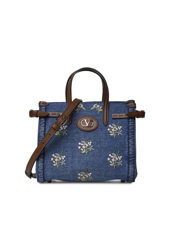 VALENTINO GARAVANI Women Bags 8W0B0R20 AXEAXM DENIM MULTICOLOR TABAC BROWN