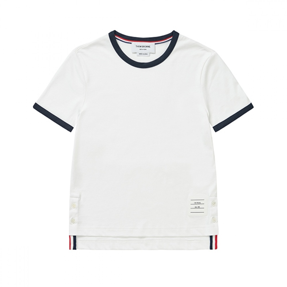 トム・ブラウン FJS075A 00042 100 コントラストトリム女性用ショートスリーブ T シャツ