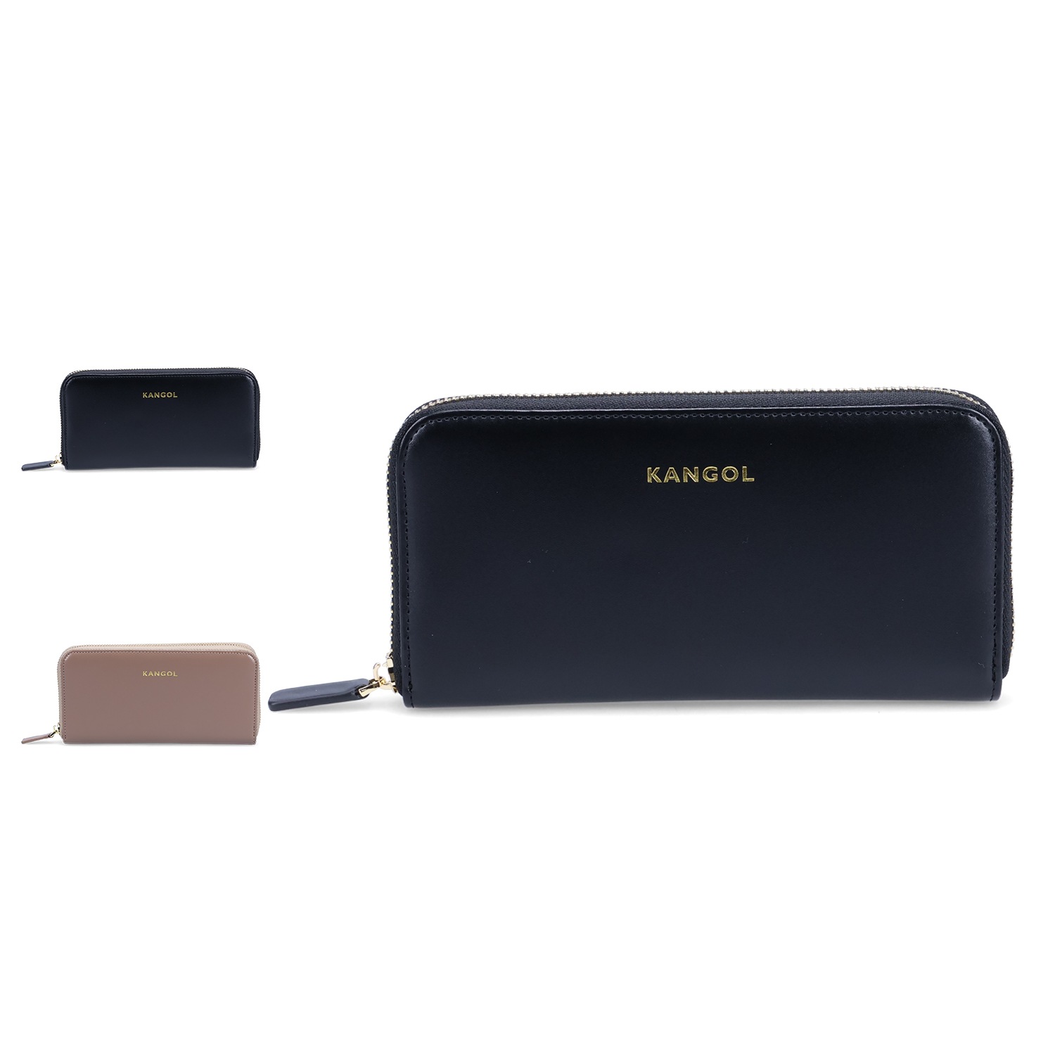 長財布 メンズ レディース ラウンドファスナー ブラック グレージュ 黒 KGSA-WA00014