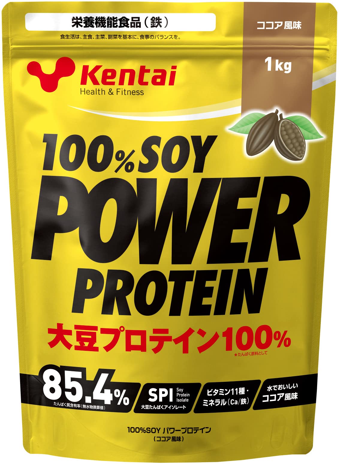 Kentai 100%SOY パワープロテイン ココア風味 1kg
