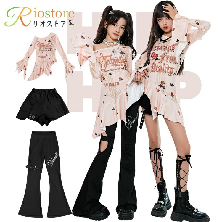 ジャケット 桜色 黒 ピンク ブラック サブカルチャー フリル バラデザイン 子供服 ステージ衣装