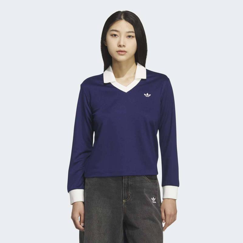 [女性] Vネック LS (KD1471) アディダスオリジナル レギュラーフィット ネイビー
