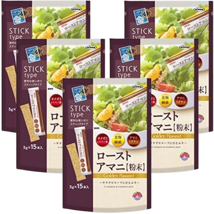 5個セット ニップン ローストアマニ 粉末 75g (5g × 15本) オメガ3 n-3系
